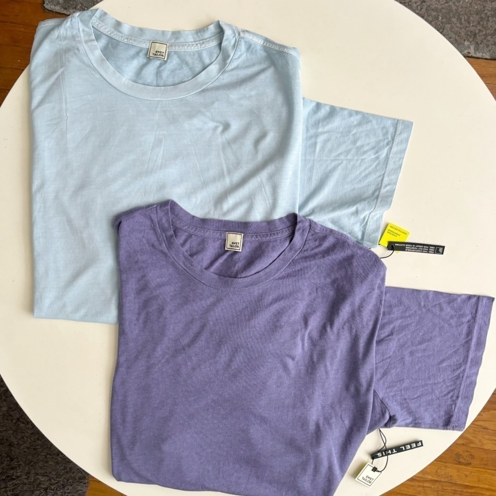 Swet Tailor Men’s 2 Pack Short Sleeve T-Shirt Blue Purple XXL New